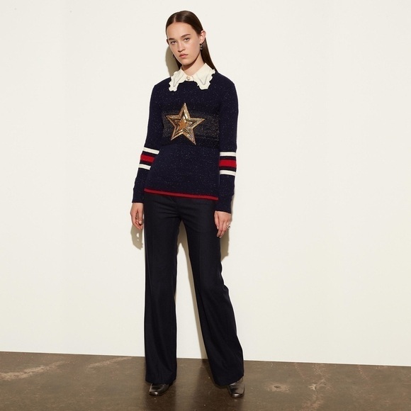 Coach 1941 Wool Glitter Star Crewneck Sweater - Picture 4 of 12